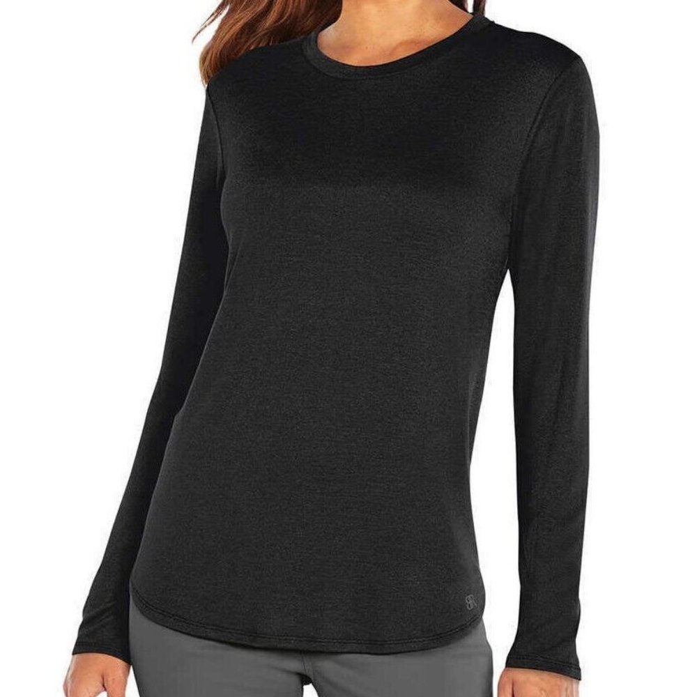 NWT Banana Republic Women's Long Sleeve Crew Neck Top Black Size XL $65 VV082